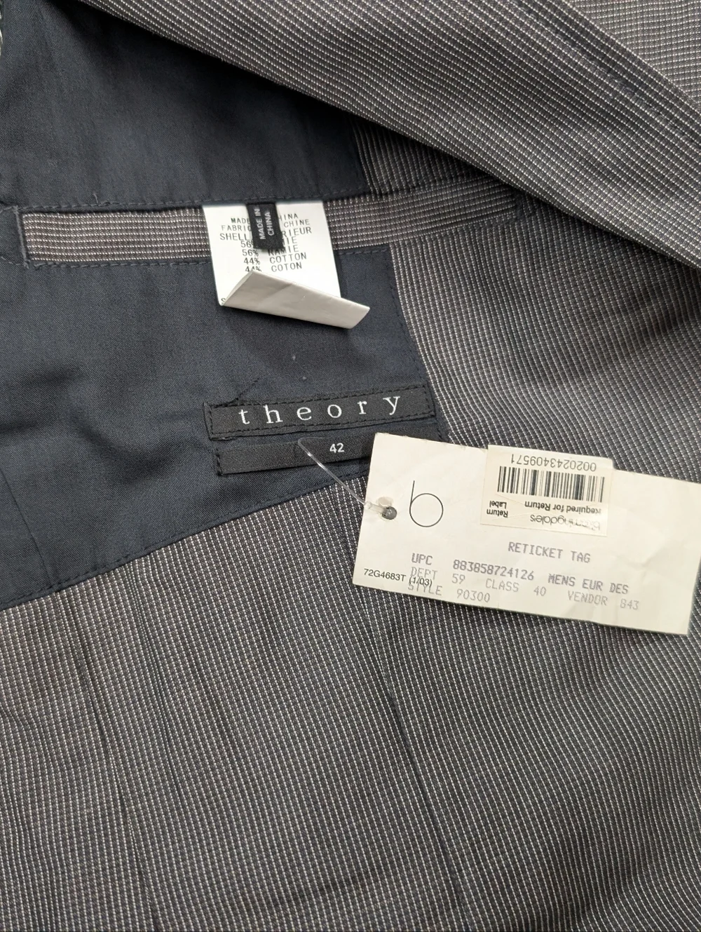Theory Jacket Mens 42 R Gray Knit Blazer Cotton Blend Unstructured Office